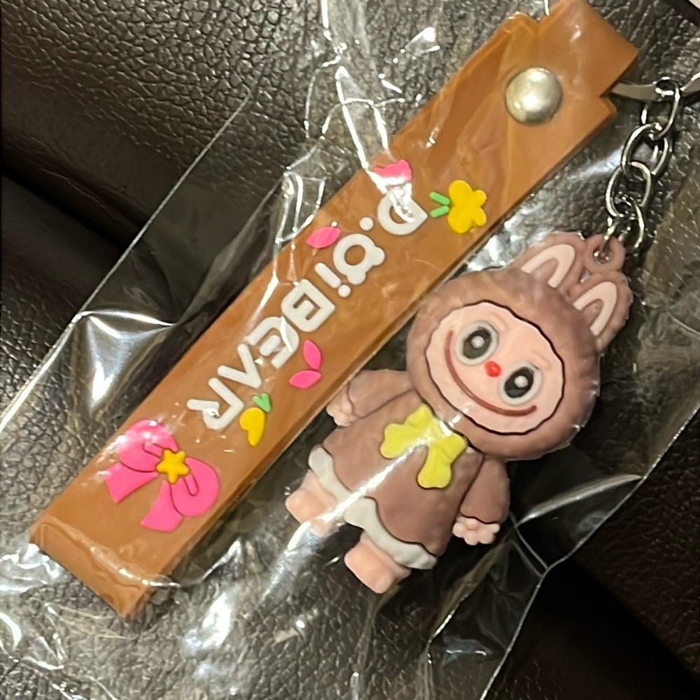 Brown Keychain Key Fob – Monster Bunny Hoodie Design NEW